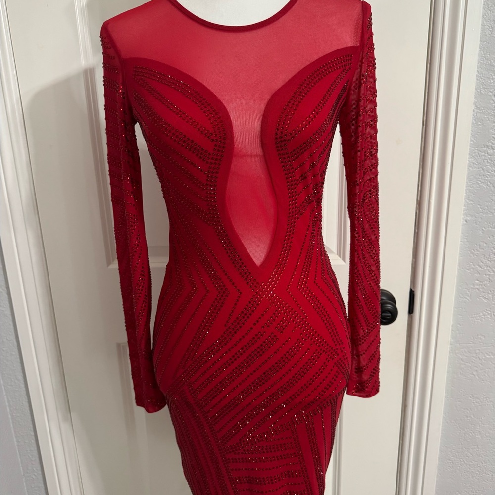 Red Rhinestone Dress